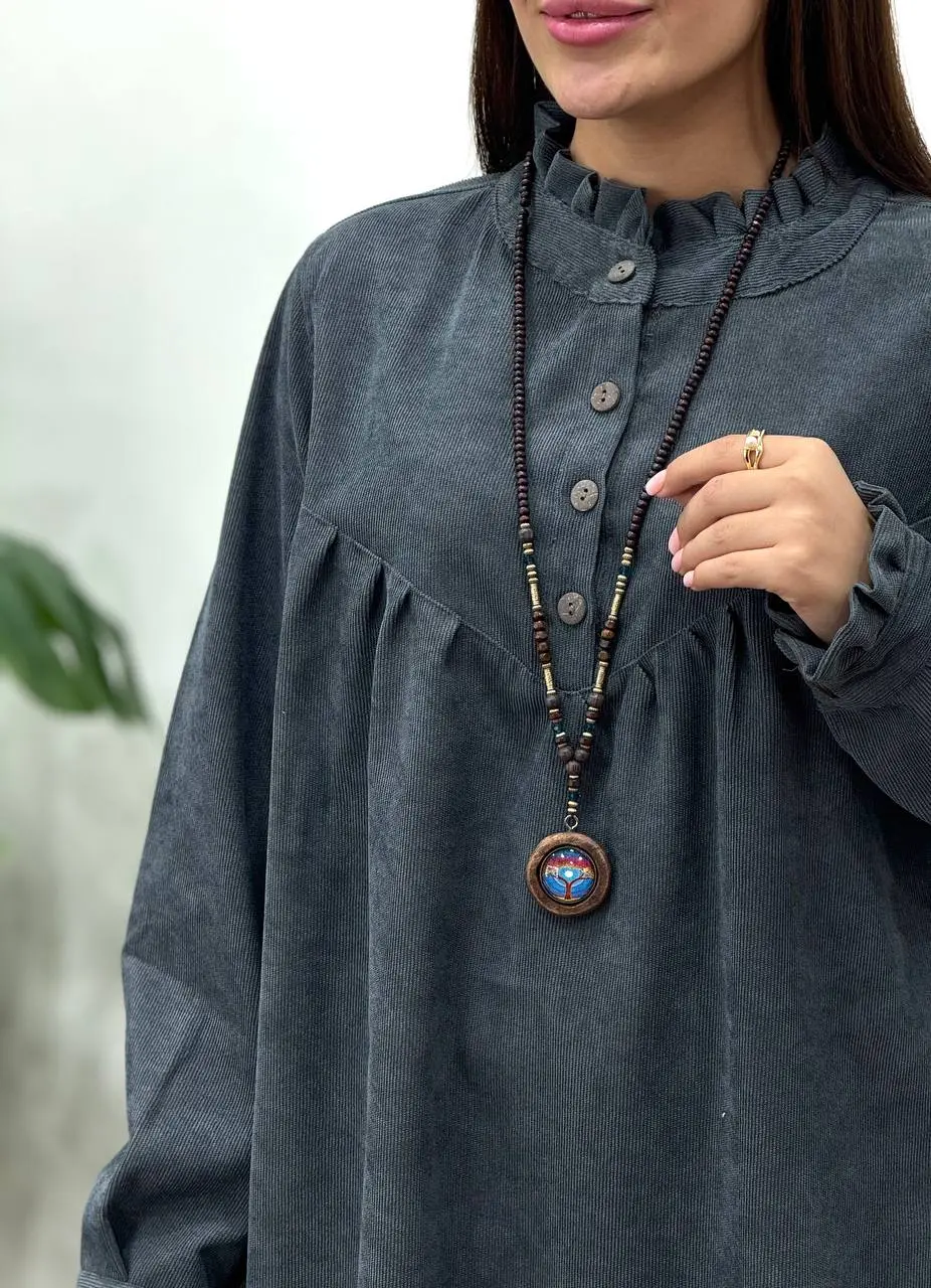 مانتو پاییزه یقه چین آیسو مانلی 1